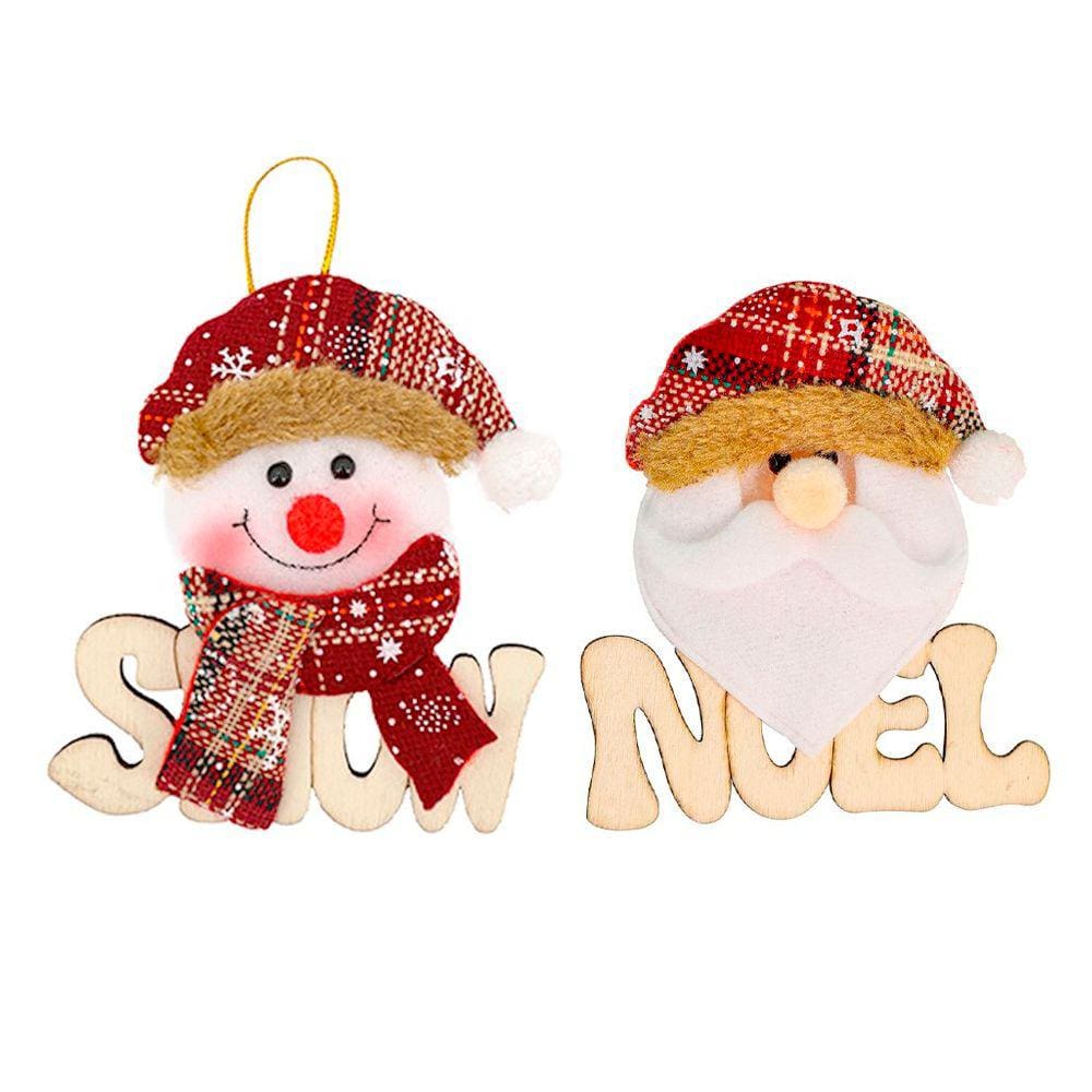 Kit 2 Placas De Natal Papai Noel E Boneco De Neve Natalino 11,5cm