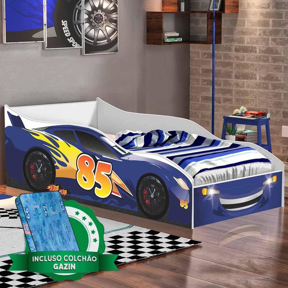 Cama Infantil Carro Drift 150x70 - Branco/Preto - RPM Móveis