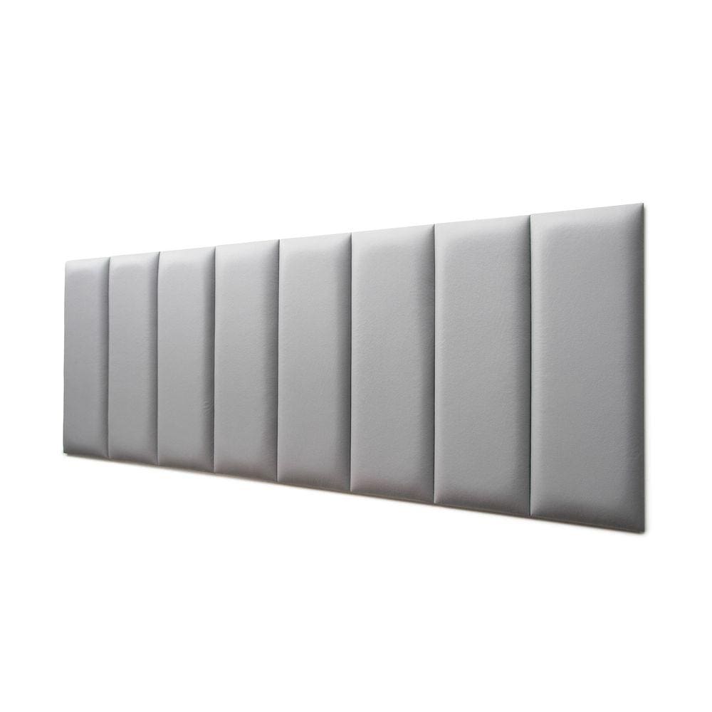 Placas Cabeceira Modulada Adesiva Queen Estofada 160cm x 60cm Kit 8 Placas - Courino Cinza