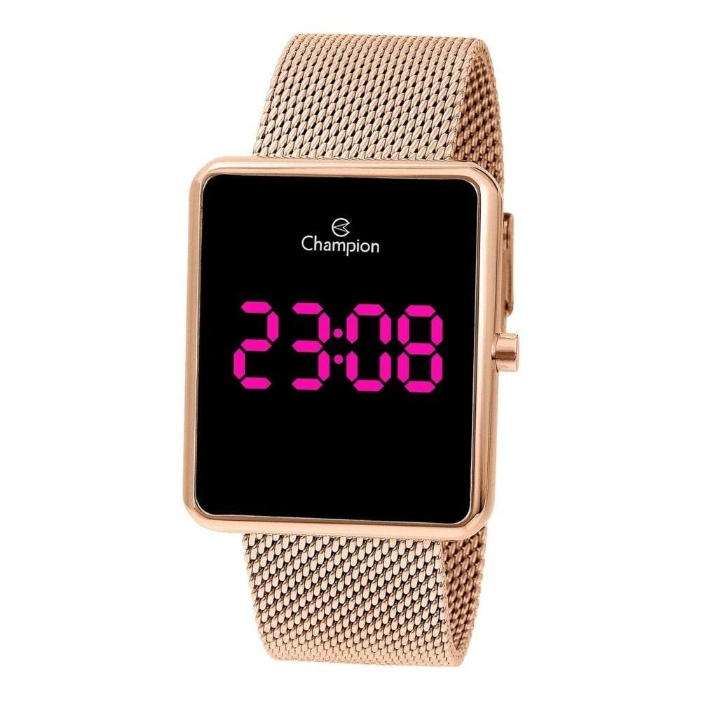 Relogio Champion Feminino Digital Led Rose Gold CH40080H