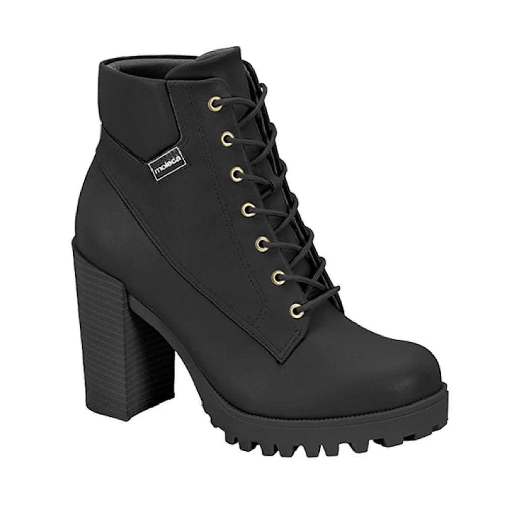 Bota Coturno Feminino Casual Salto Alto Tratorado Moleca 5325.119