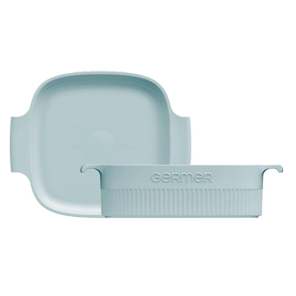 Travessa Quadrada de Porcelana 21x21cm Azul Vintage Germer