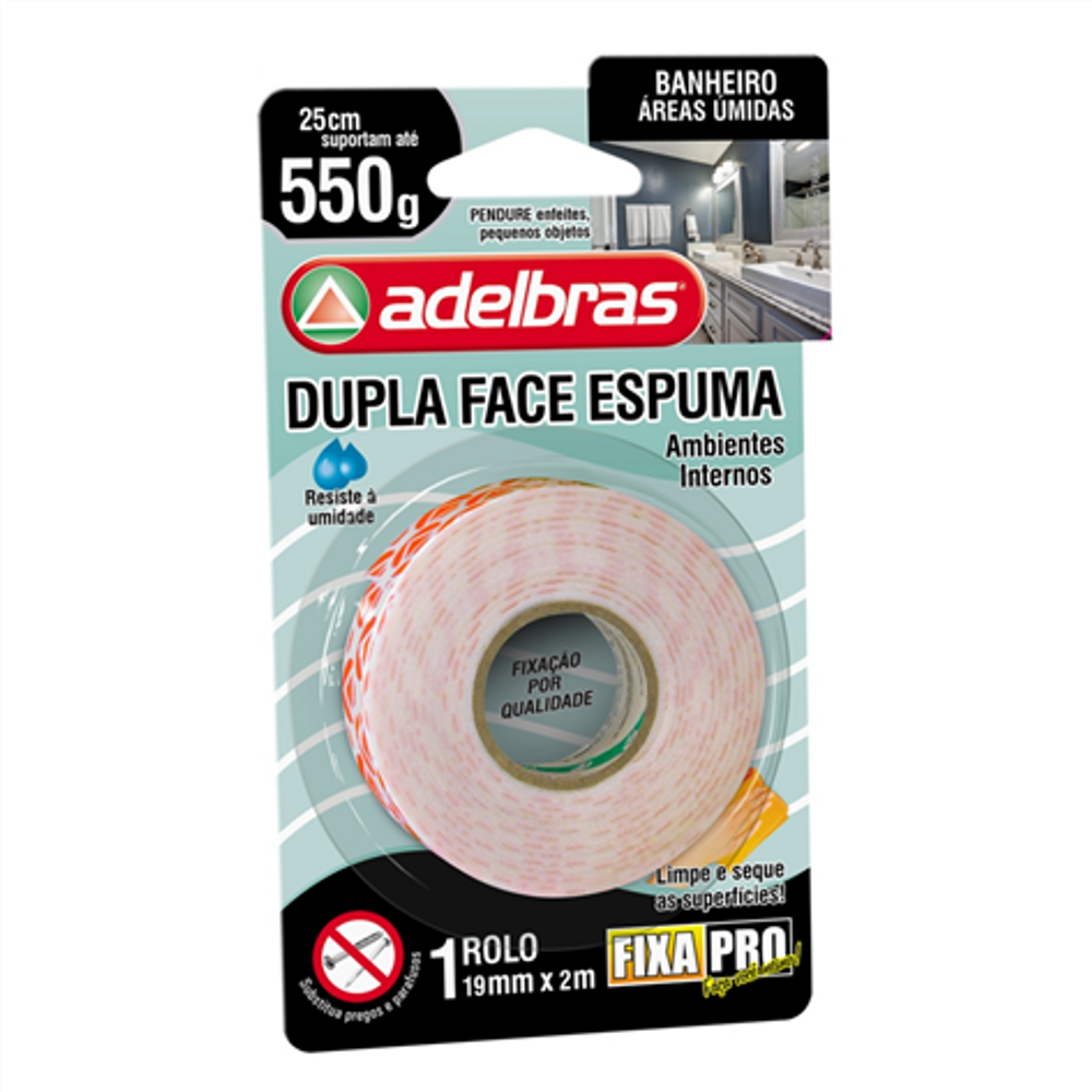 Fita Dupla Face 19Mm X 2M Espuma Banheiro