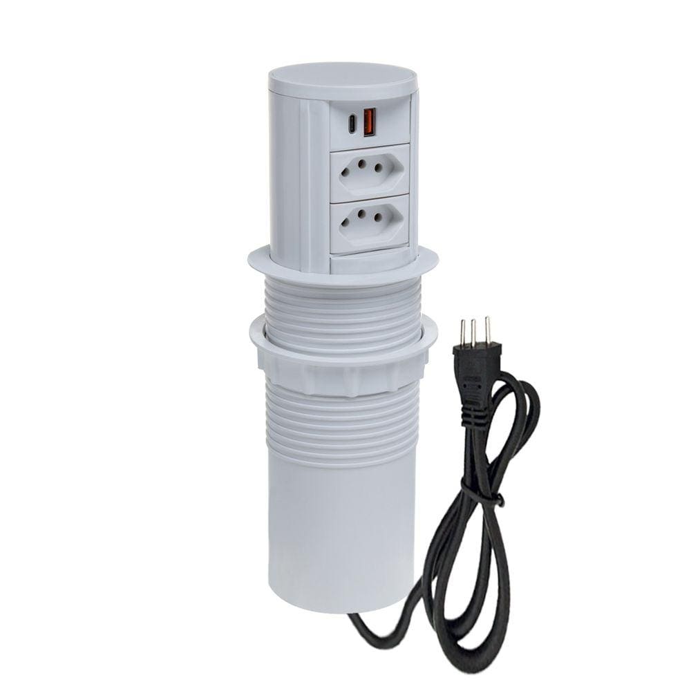 Torre De Tomada Totem Slim Automático 2 Tomadas 20A USB 3.5A