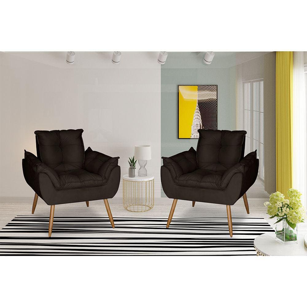 Kit 2 Poltronas Opala Decorativa Suede Marrom Dal Poz Estofados