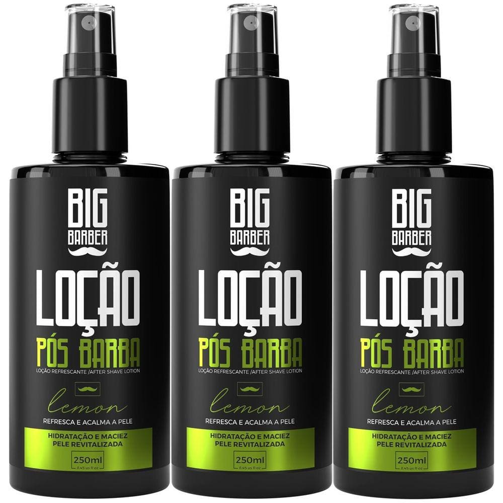 Loção Pós Barba Spray Big Barber 250ml Lemon Caixa Com 3 Unidades