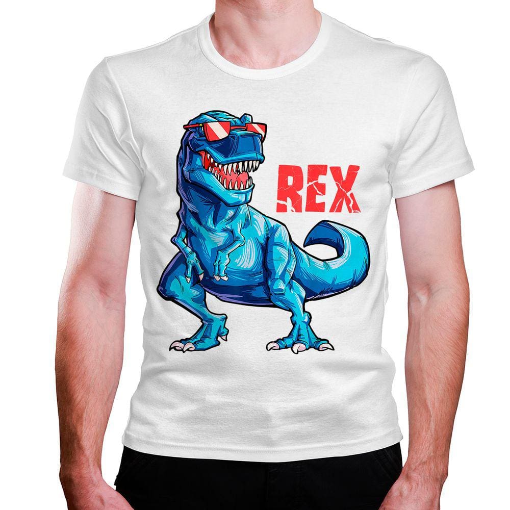 CAMISETA MASCULINA Rex de Óculos T rex Dinossauro Dino