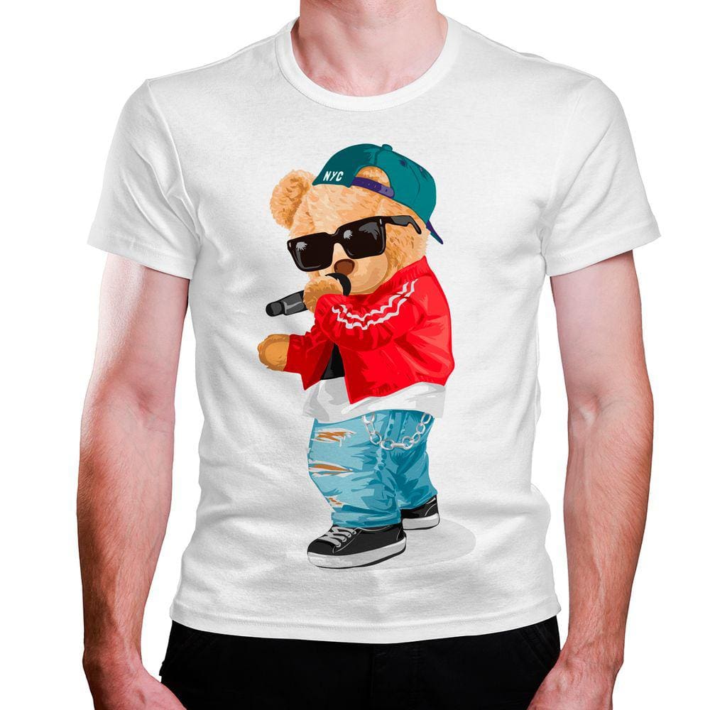 Camiseta Masculina Urso Teddy Rapper