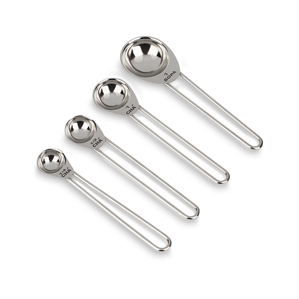 Conjunto Colheres Medidoras Brinox Top Pratic 4 peças Aço Inox
