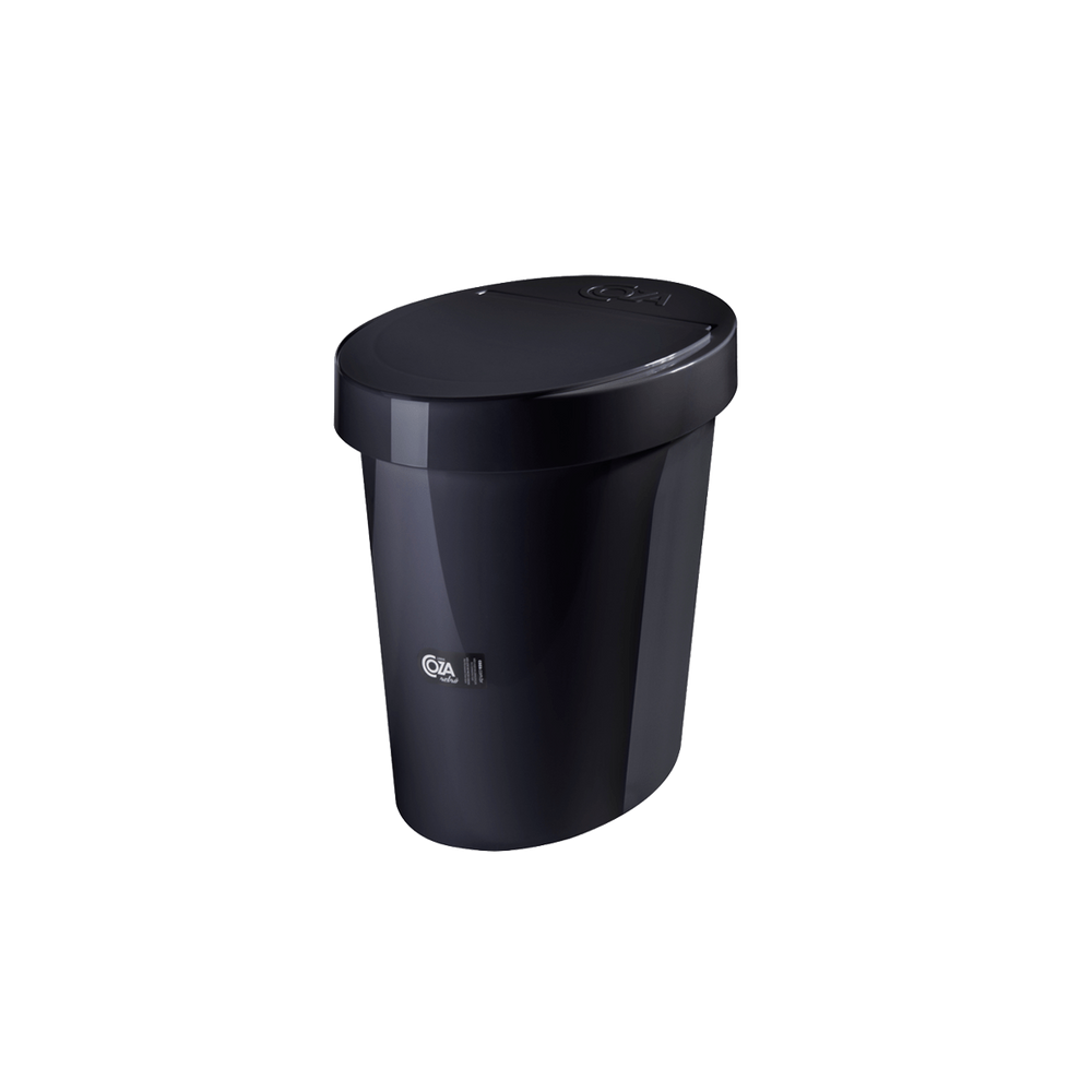Lixeira Oval Retro Coza Glass 5 L - 26,2 x 18,4 x 24,6 cm Preto
