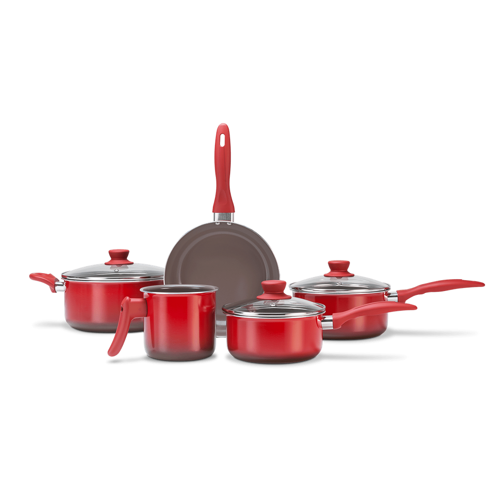 Jogo de Panelas Brinox Ceramic Life Easy 5 Peças Vermelho