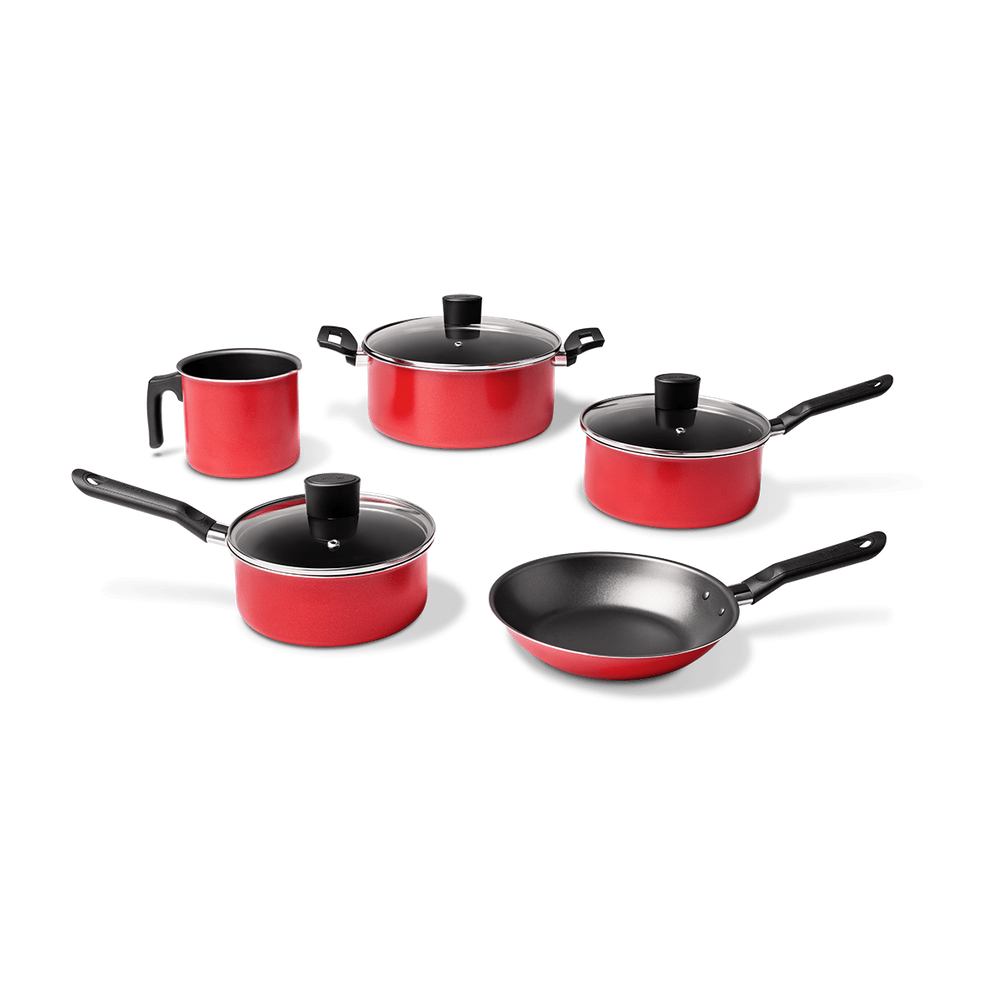 Jogo de Panelas Brinox Garlic 5 Peças Vermelho