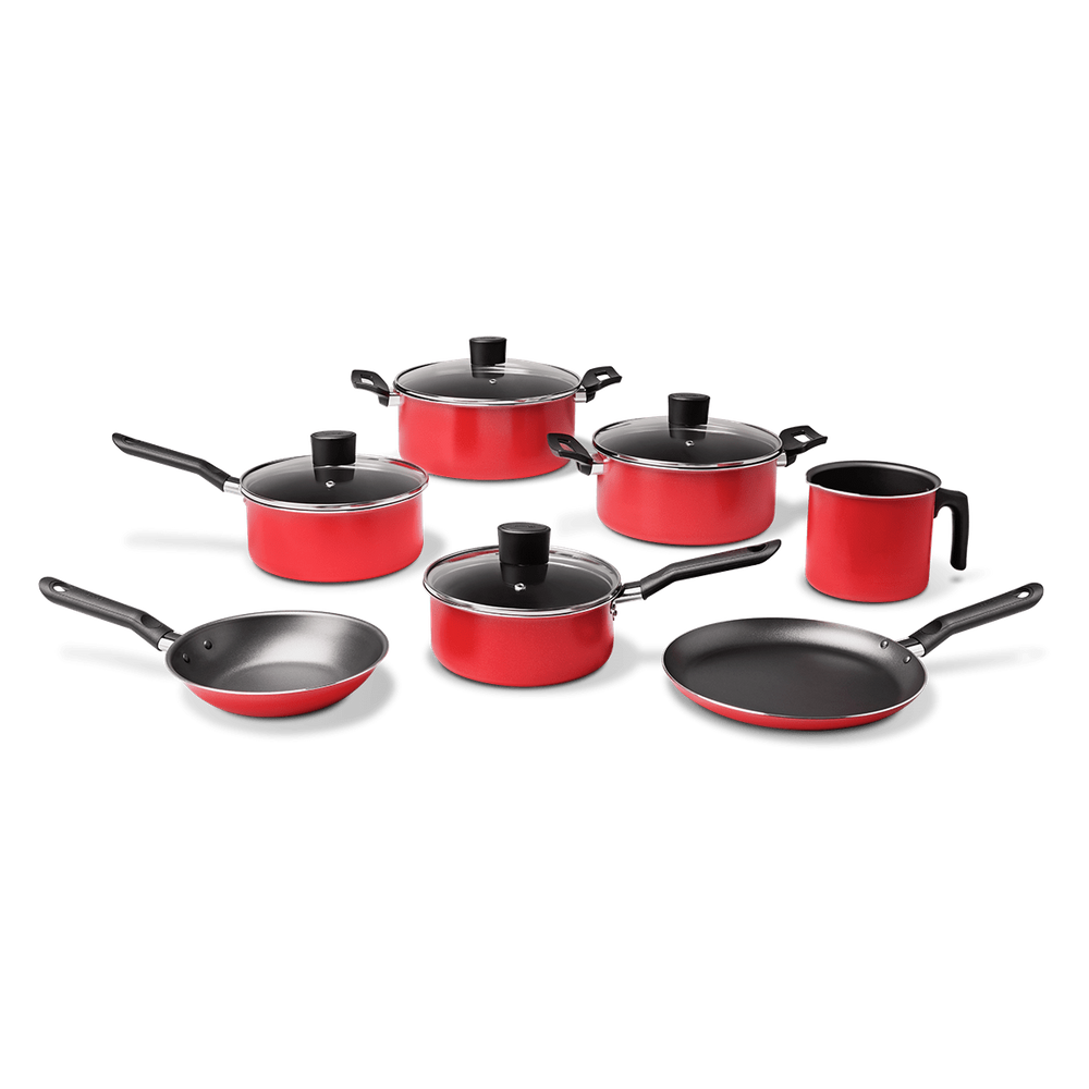 Jogo de Panelas Brinox Garlic 7 Peças Vermelho