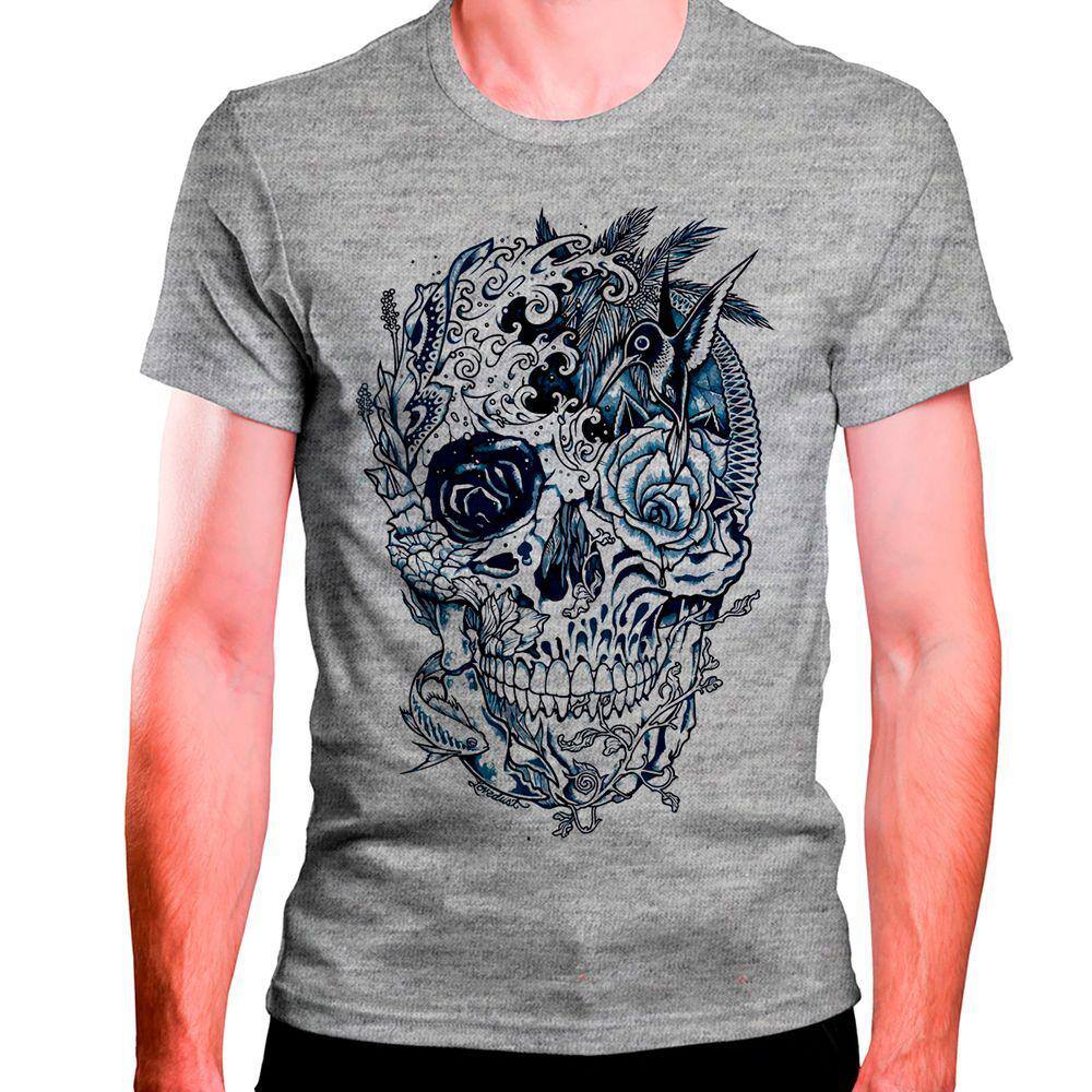CAMISETA MASCULINA Caveira Mar Beija Flor