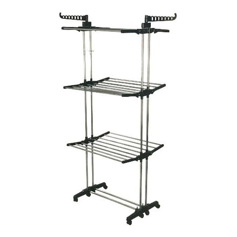 Varal De Chão Com 3 Andares - Aço Inox - Móvel E Dobravel