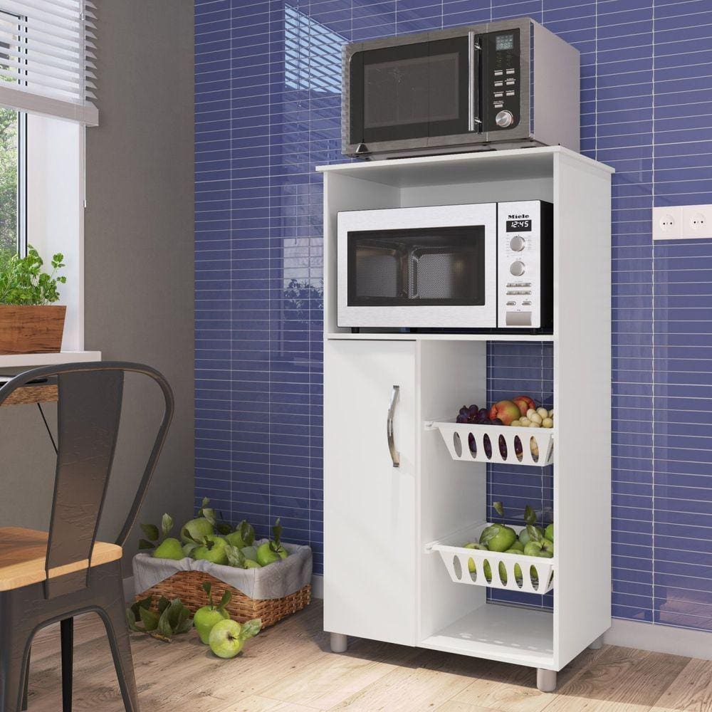 Fruteira com Nicho para Forno 1 Porta 2 Cestos Kely IRM Móveis Branco