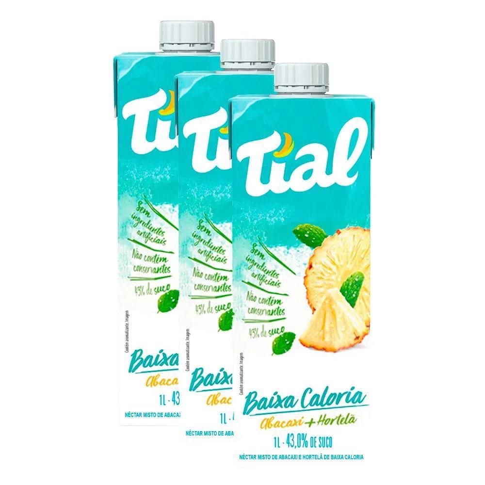 Kit 3 Suco Tial Néctar Misto Abacaxi e Hortelã de Baixa Caloria 1 Litro