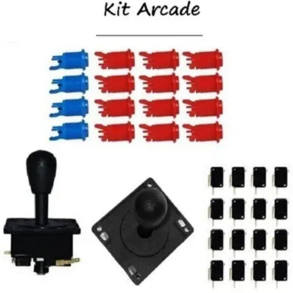 Kit Arcade Fliperama Com 16 Botões E 2 Comandos Electromatic