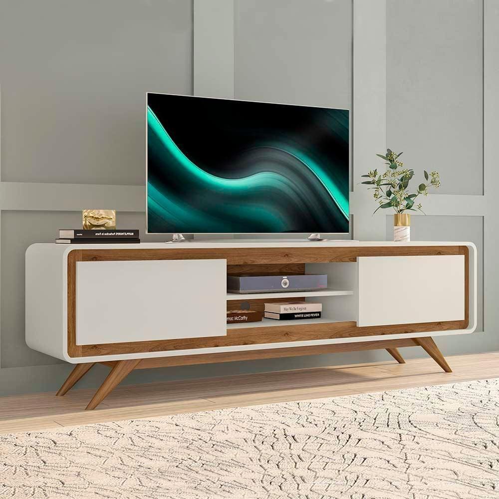 Rack Bancada 2 Portas Para Tv Até 70 Polegadas Channel Nature/Off White