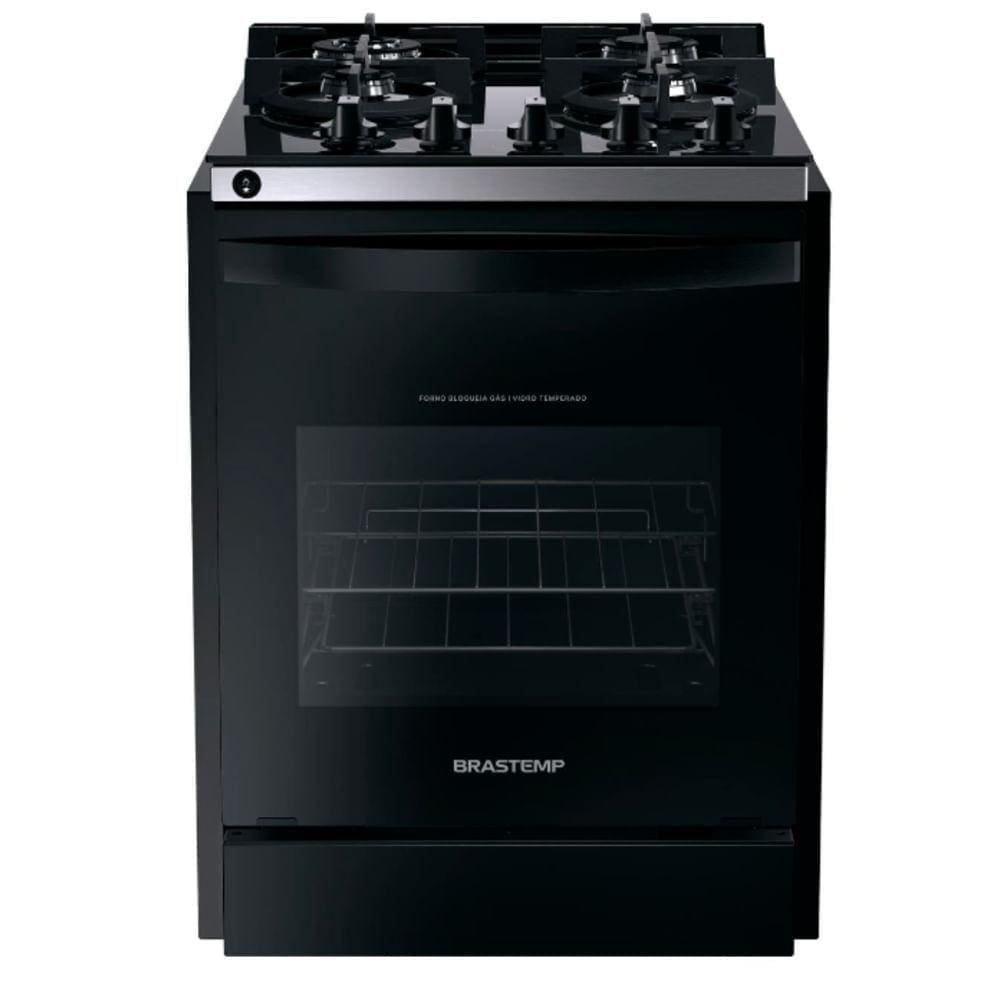 Fogão De Embutir Brastemp 4b Preto Mesa De Vidro BYO4XAE Bivolt