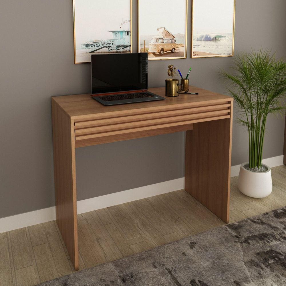 Mesa para Escritório com Gaveta ME4173 Tecnomobili Amendoa