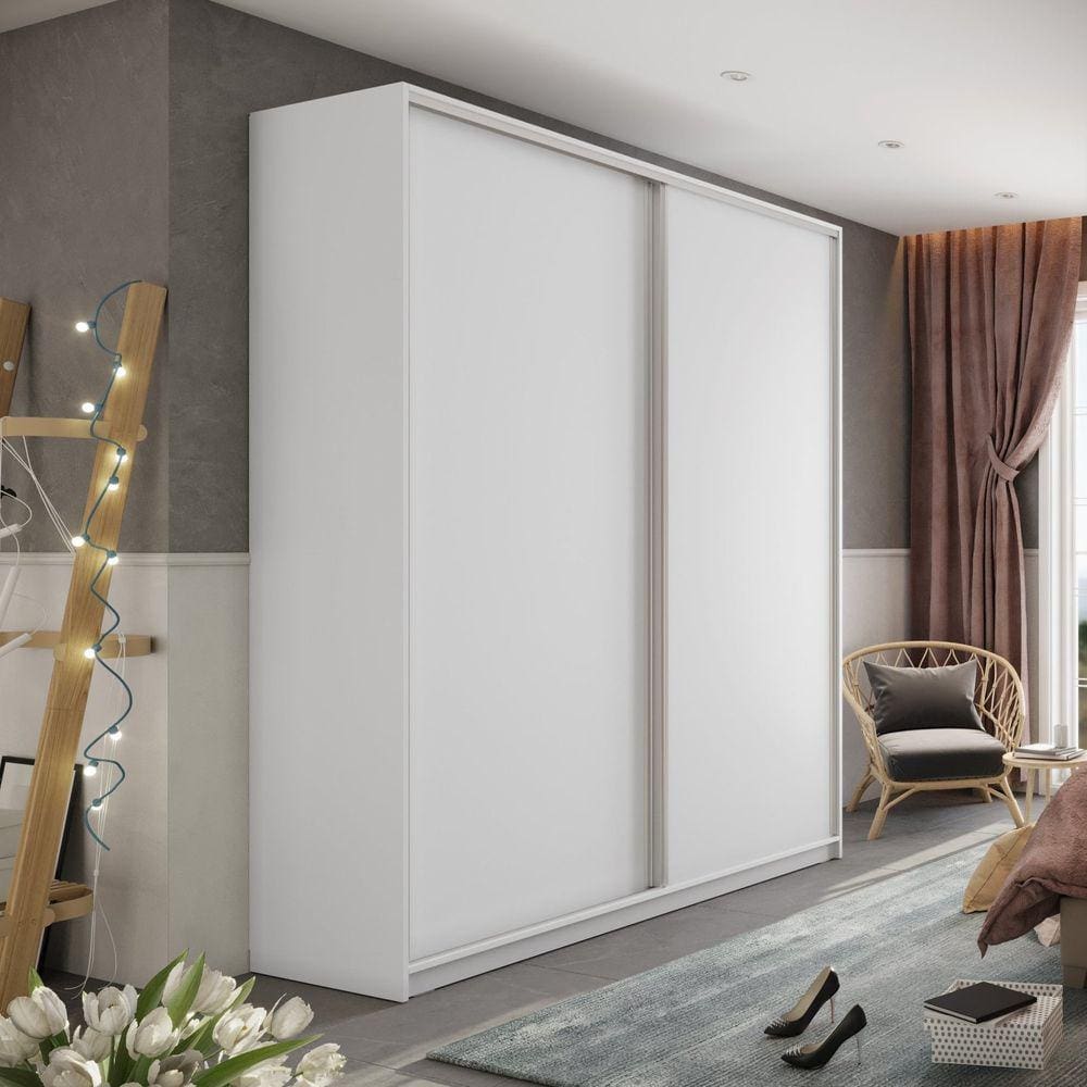 Guarda Roupa 2 Portas de Correr Terrazo Espresso Móveis Branco