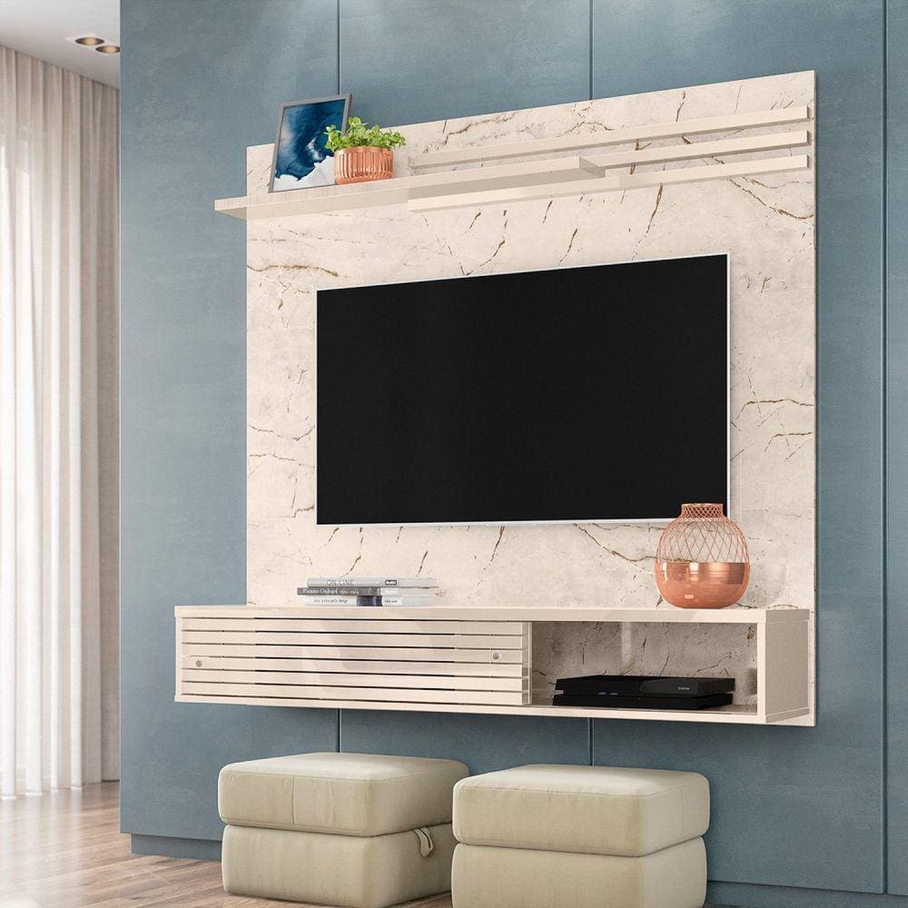 Painel para TV até 55 Polegadas 2 Portas Frizz Sublime Madetec Calacata/Off White