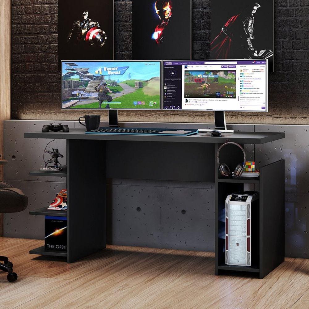 Mesa Gamer 135cm NT 2065 Notável Móveis Preto Tx