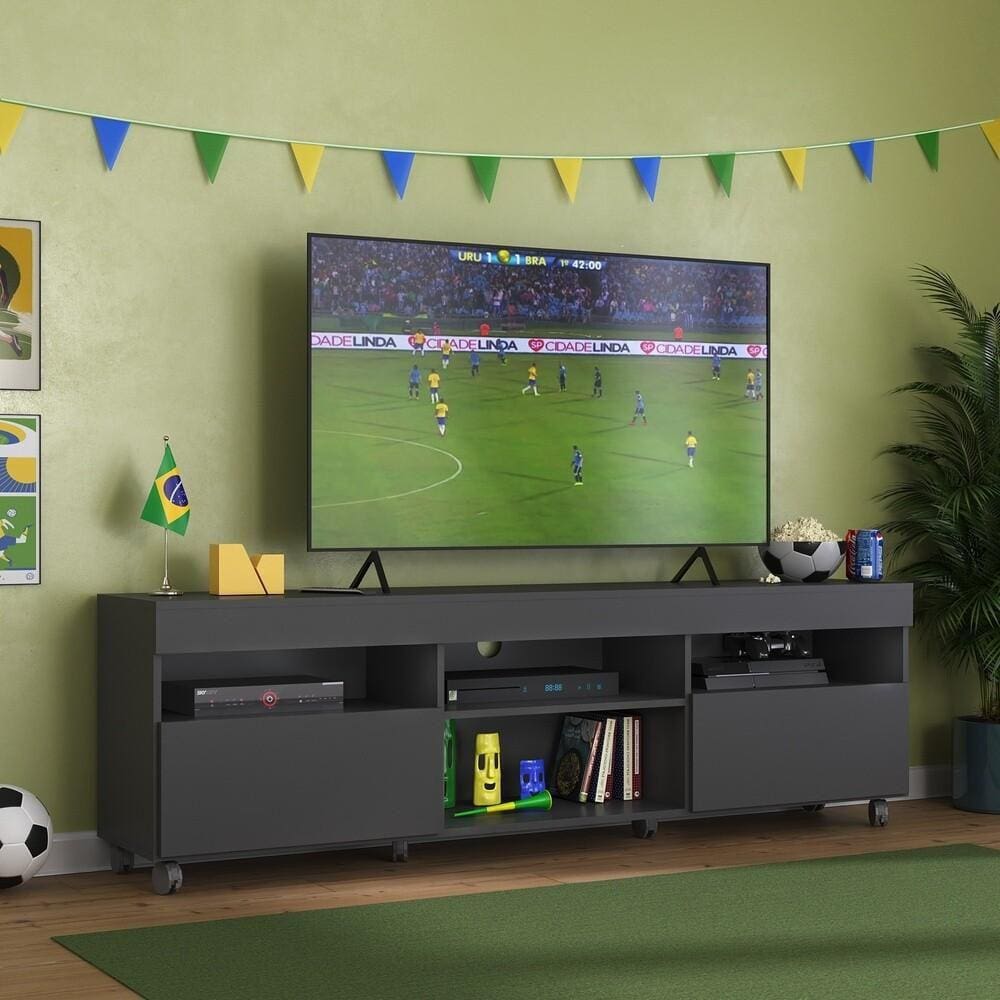 Rack TV 65\" com Rodízios e 2 Portas Espanha Multimóveis MP3325 Preto