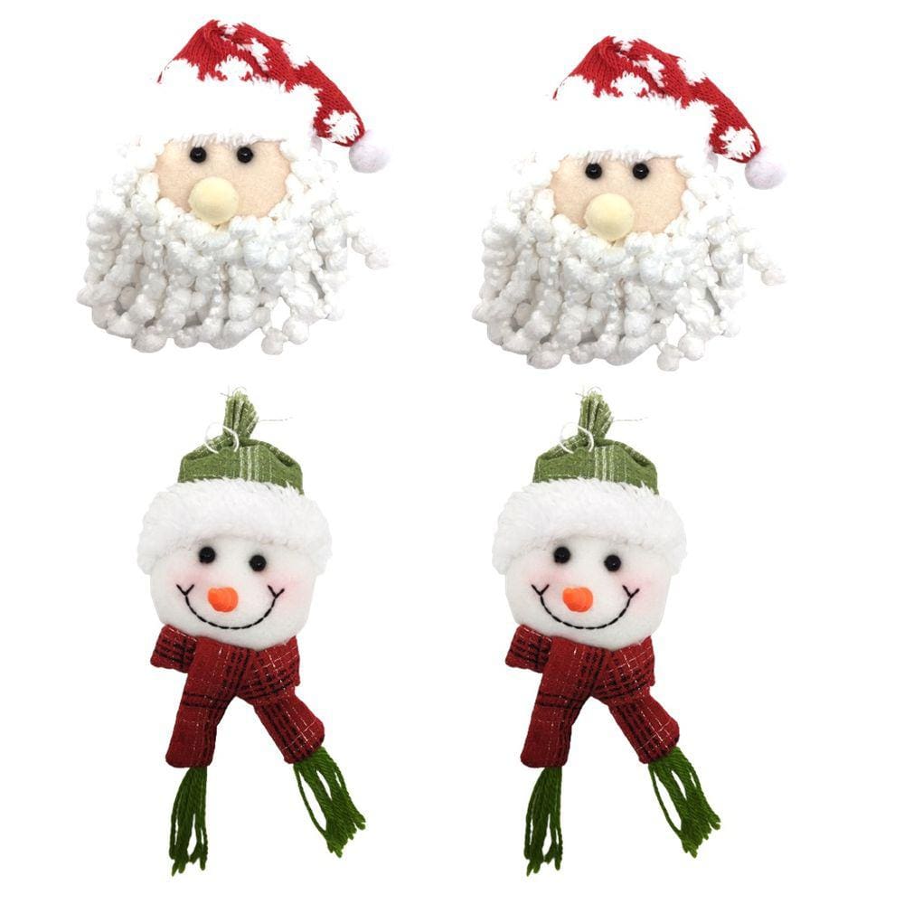 Jogo Carinha Papai Noel e Boneco de Neve Pelúcia 15cm 4 Unidades - Master Christmas