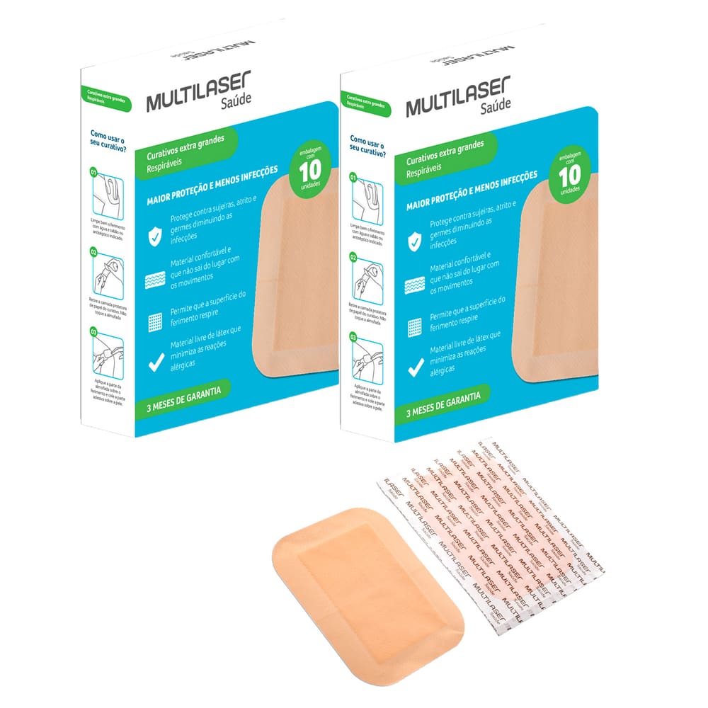 Curativo Extra Grande em Fita 2 Caixas com 10 Unidades Multilaser