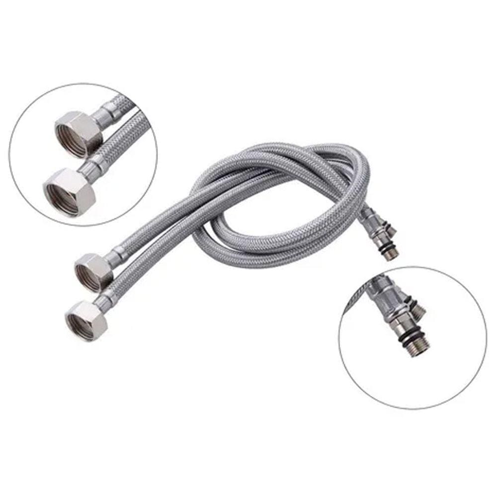 Engate Rabicho Monocomando Misturador Par 80cm Grande Flexível Mangueira Torneira