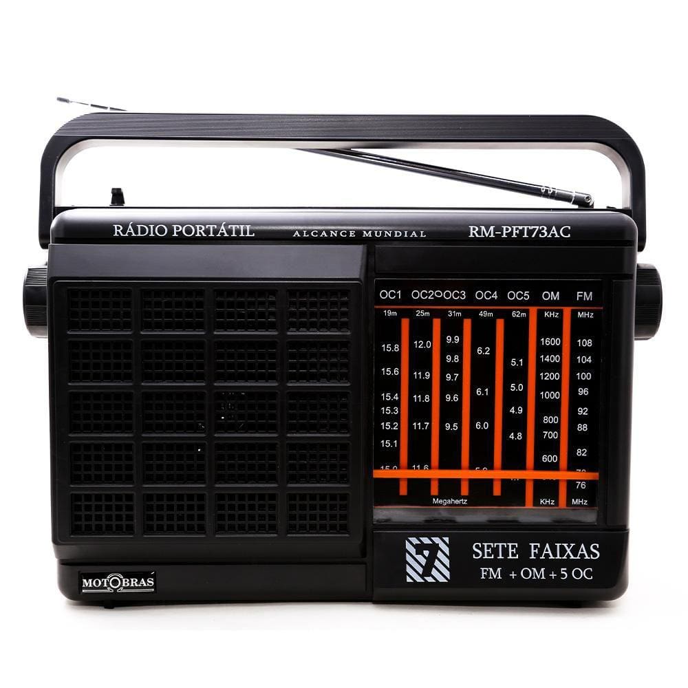 Rádio Portátil Motobras PFT73 7 Faixas Bivolt Preto