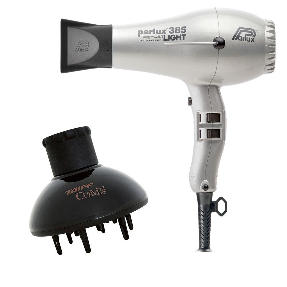 Kit - Secador Profissional Parlux 385 Power Light Prata 2100W 127V + Difusor De Ar Curves Taiff