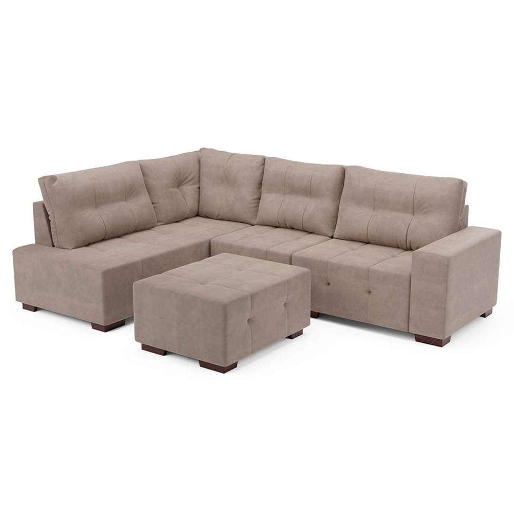 sofá de canto 8 lugares ipanema suede bege