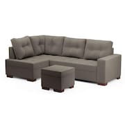 sofá de canto 6 lugares gávea suede cinza