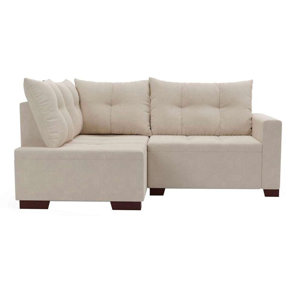 sofá de canto 4 lugares leme suede bege