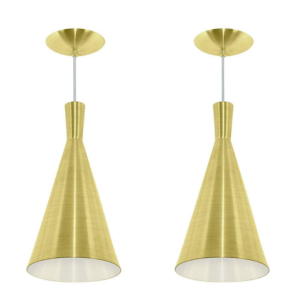 Kit 2 Pendentes Tom Dixon Funil Corneta Dourado