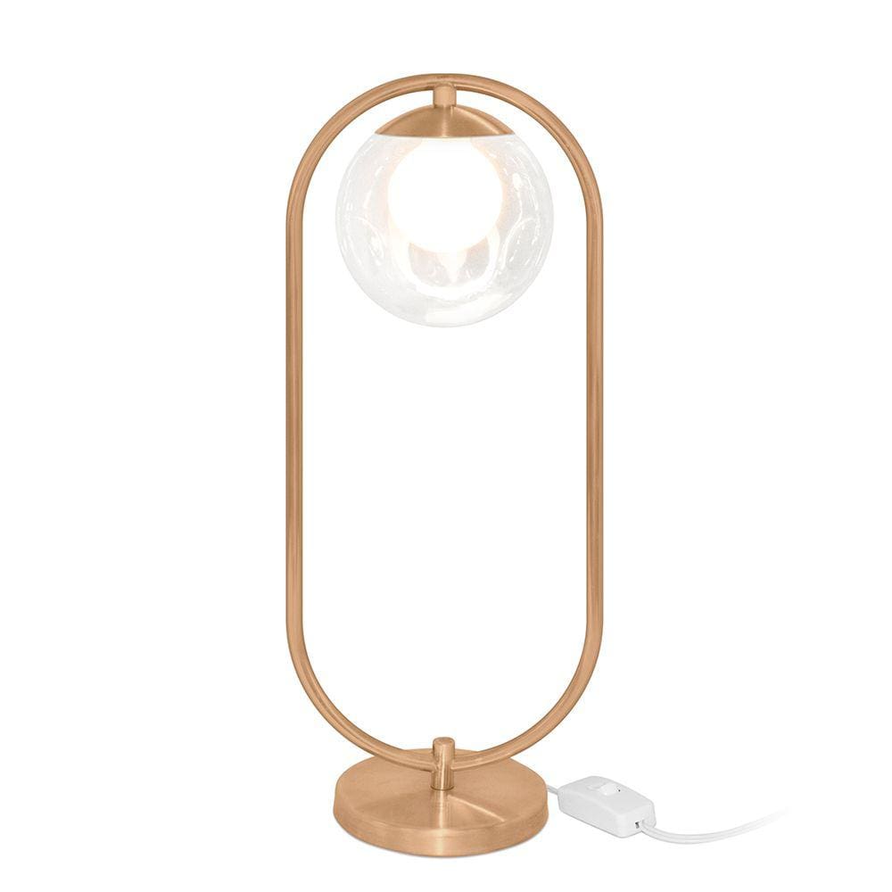 Abajur Luminaria de Mesa Luxo Moderna Aro Harmony New Cobre