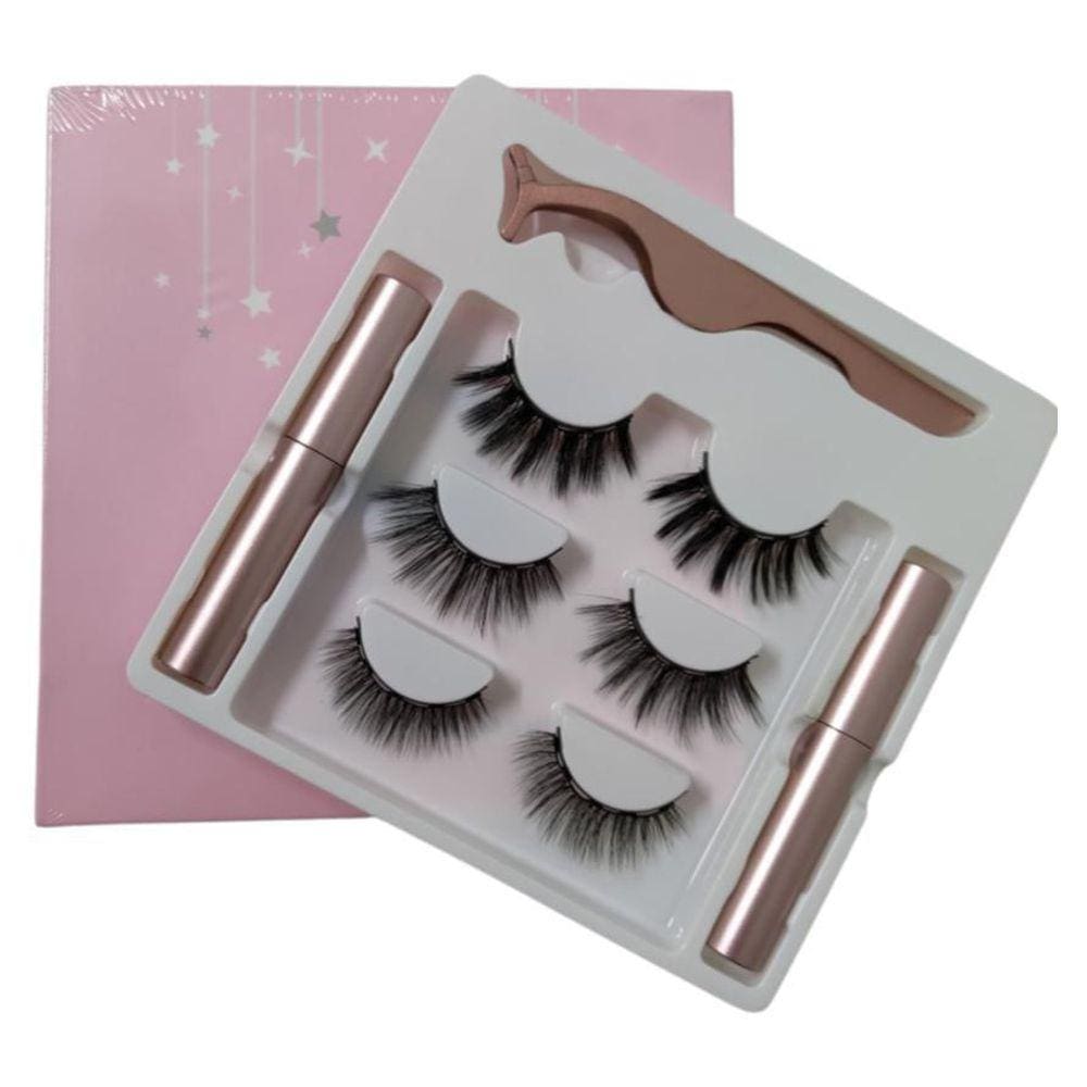 Cilios Magneticos Kit 3 Pares 1 Pinça 2 Delineadores