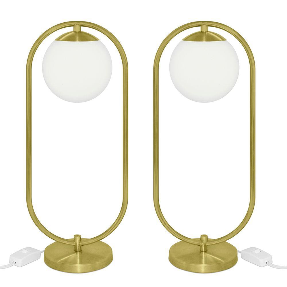 Kit 2 Abajur Luminaria de Mesa de Luxo Aro Orby Dourado