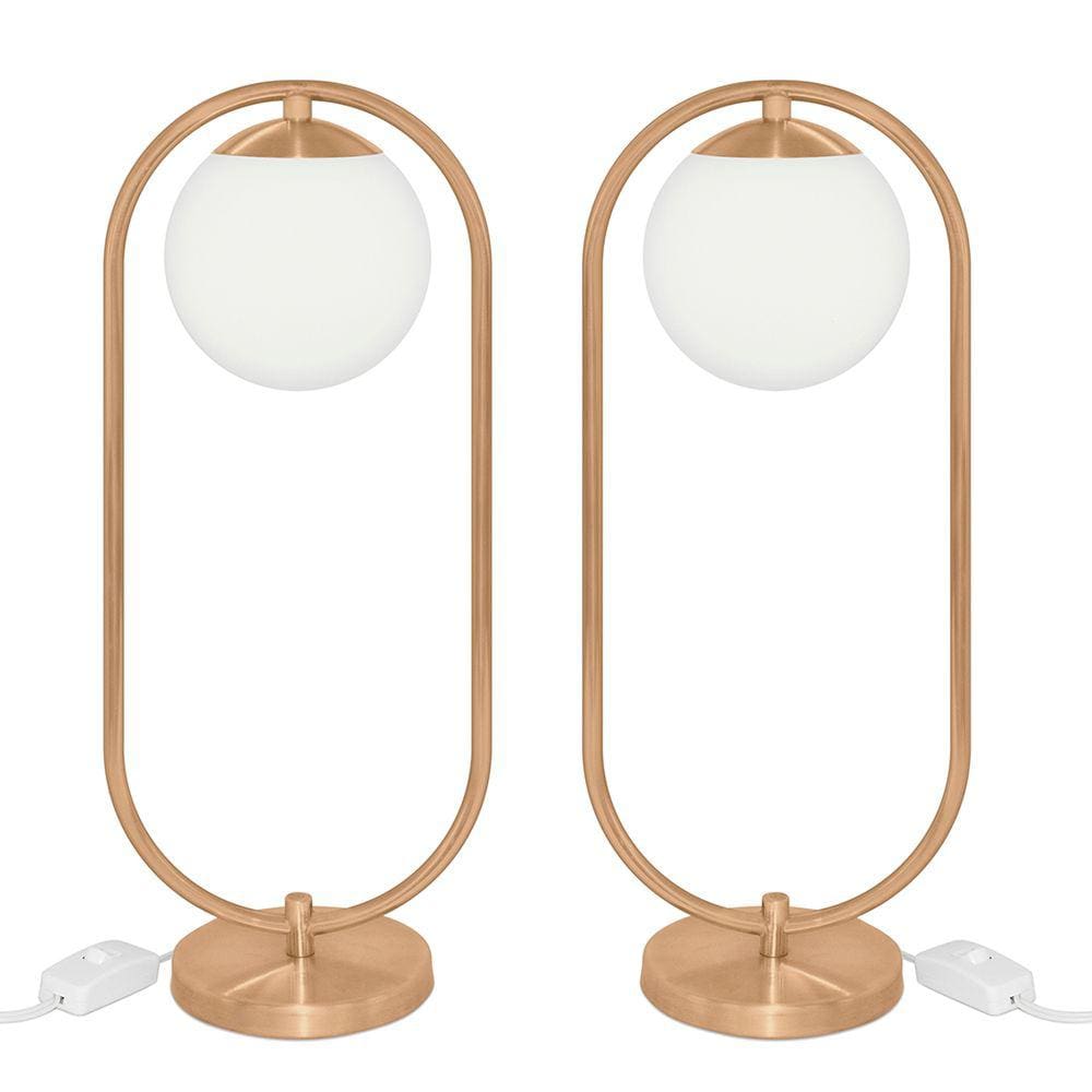Kit 2 Abajur Luminaria de Mesa de Luxo Aro Orby New Cobre