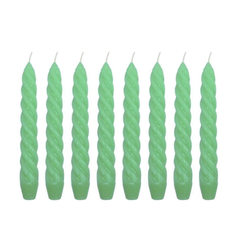 10 Vela Torcida 17 Cm Verde Decoração Casamento Castiçal