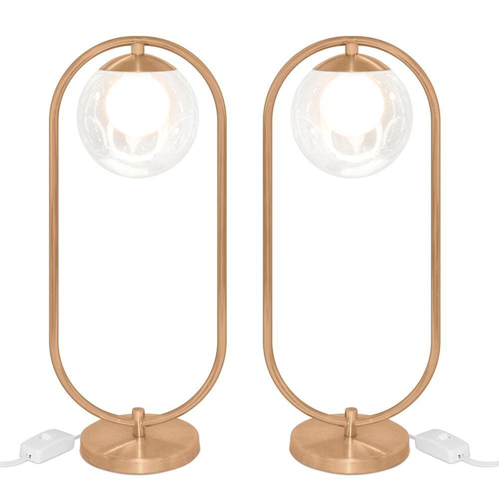 Kit 2 Abajur Luminaria de Mesa de Luxo Aro Harmony New Cobre