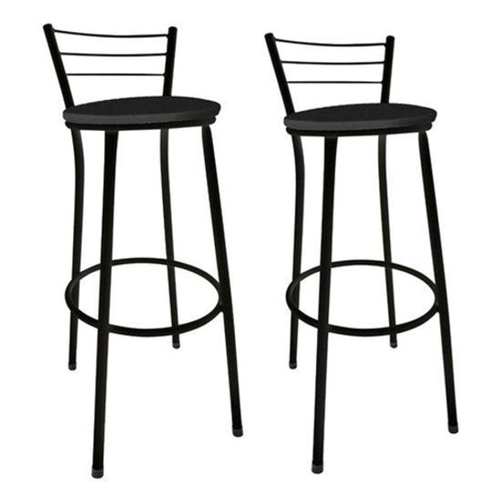 Conjunto 2 Banqueta Alta Preta Balcão Cozinha Sala Copa