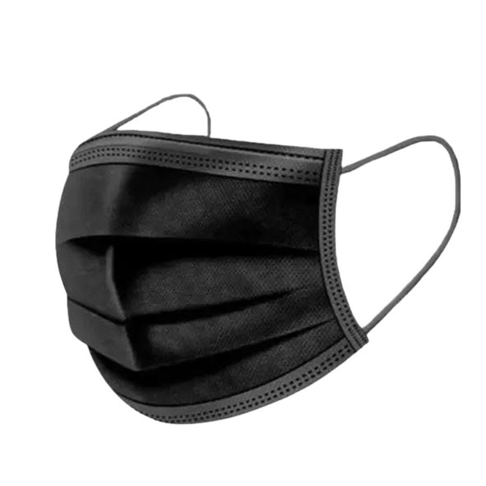 Máscara Preta Descartável Tripla Face Com 50 Unidades