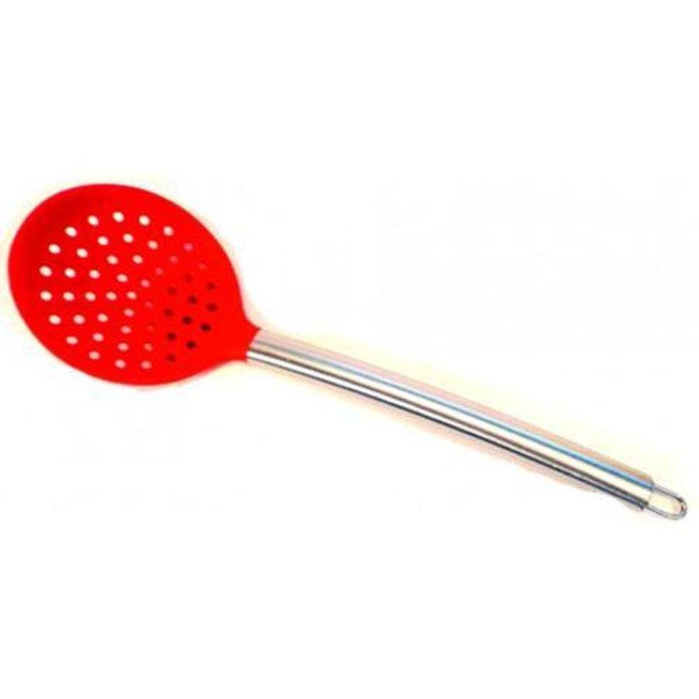 Escumadeira Em Silicone Com Cabo Em Aço Inox