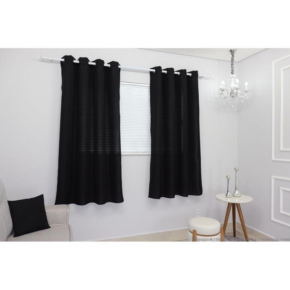 Cortina Lana Preta Oxford 300X180 Para Sala/Quarto