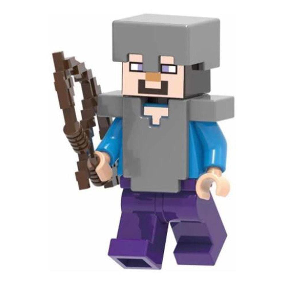 Boneco Minecraft Steve De E Cavalo Com Armadura De Diamante