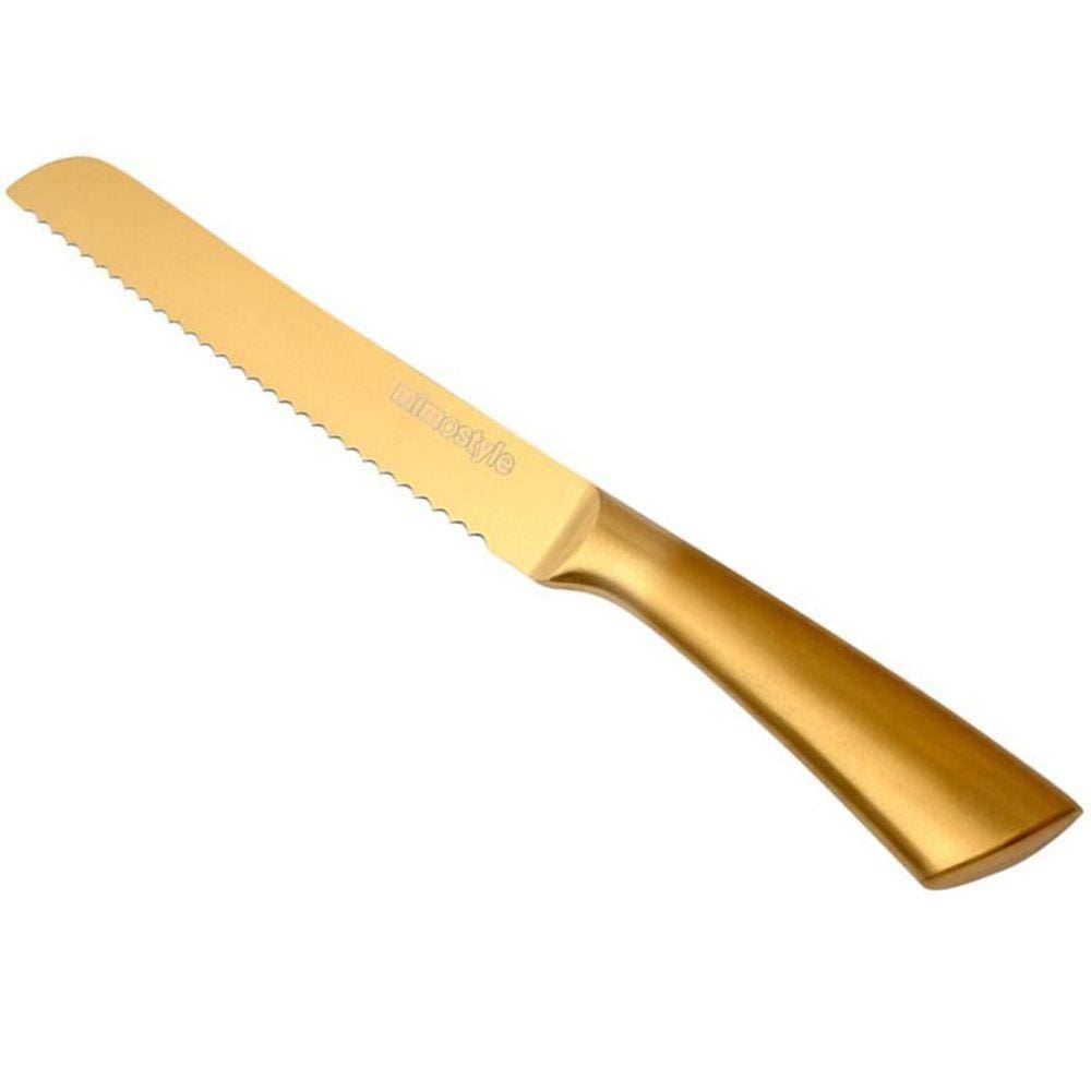 Faca P/Pao Serra Inox Dourada Premium Gold
